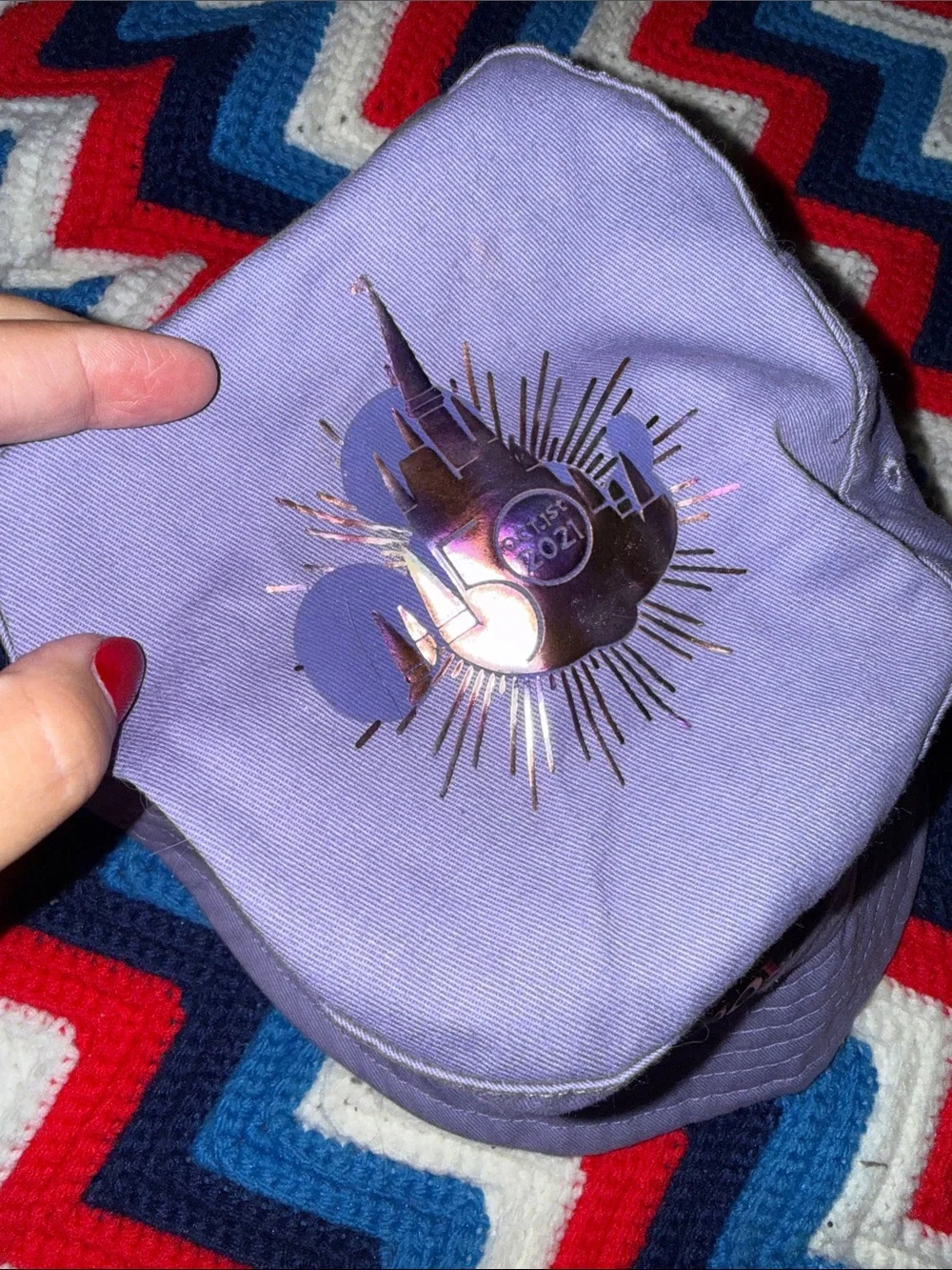 Disney Lavender Kids Bucket Hat with Iridescent Walt Disney World Logo
